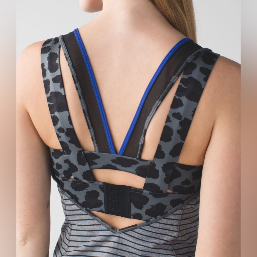 #54 Lululemon Set Super Sport Tank/Pant Sz 6
Parallel Stripe Heathered Slate Blk - Picture 4 of 11